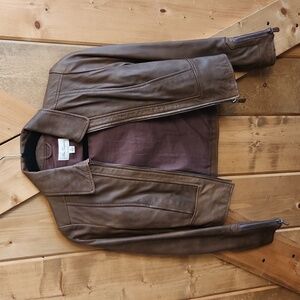 Brown Leather cropped jacket